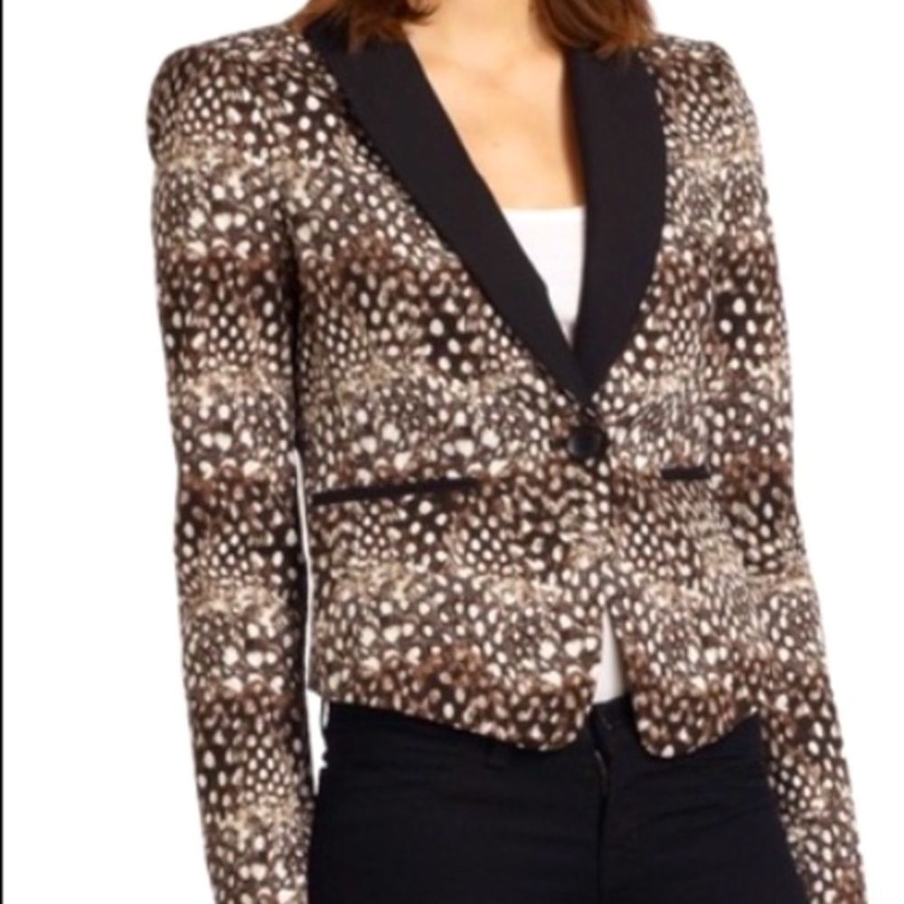 BCBG Bowie Feather Print Blazer